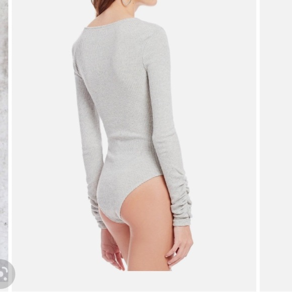 Free People OB878253 Pebble Gray Cozy Up With Me Bodysuit, S - Picture 3 of 8